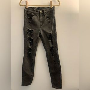 Aeropostale Black Distressed High Rise Jeggings Size 6 Stretch